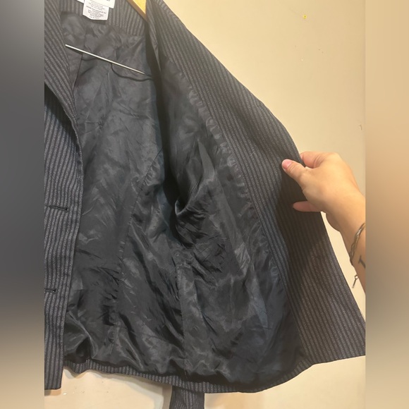 FRANCO MIRABELLI Wool Blend Pin-Striped Lined Blazer - Picture 6 of 6